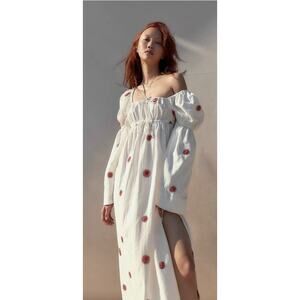 NWT Free people White Combo Emory Embroided Midi Dress Size S MSRP $168